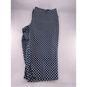 Zac and Rachel Woman Size 24 W Plus Capris Blue White Slim Crop Geometric New